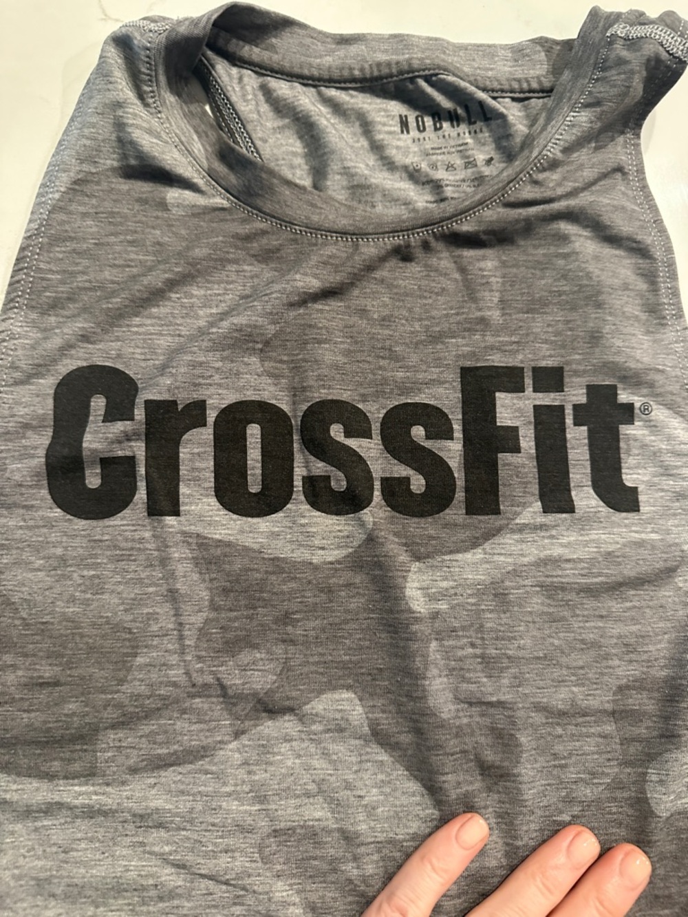 NOBULL Gray/Camo Muscle Tee with Crossfit Logo